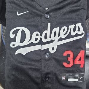 Black Dodgers Jersey with Red Number